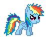 Size: 92x74 | Tagged: artist needed, source needed, safe, rainbow dash, pegasus, pony, g4, angry, animated, blinking, desktop ponies, eyes closed, female, filly, filly rainbow dash, loop, pixel art, simple background, solo, sprite, stare, transparent background, younger