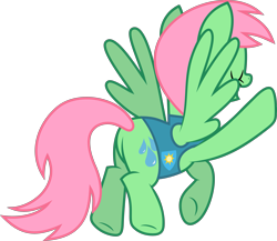 Size: 3579x3103 | Tagged: safe, artist:starryshineviolet, tropical storm, pegasus, pony, g4, season 1, winter wrap up, adorablestorm, background pony, cute, eyes closed, female, flying, high res, mare, open mouth, raised hoof, simple background, singing, solo, transparent background, vector, winter wrap up vest