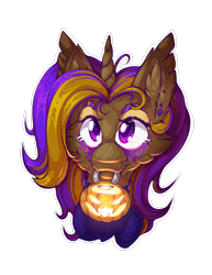 Size: 2550x3300 | Tagged: safe, artist:mychelle, oc, oc only, pony, unicorn, bust, female, high res, mare, portrait, pumpkin bucket, simple background, solo, transparent background