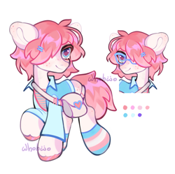 Size: 1905x1895 | Tagged: safe, artist:whohwo, oc, oc only, earth pony, pony, bag, clothes, duo, earth pony oc, freckles, glasses, hair over one eye, saddle bag, simple background, smiling, socks, striped socks, transgender, white background