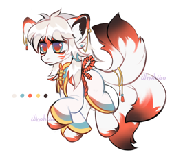 Size: 2180x1993 | Tagged: safe, artist:whohwo, oc, oc only, kitsune, kitsune pony, original species, pony, clothes, ear fluff, kimono (clothing), simple background, solo, white background