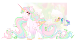 Size: 4061x2308 | Tagged: safe, artist:whohwo, fluttershy, princess celestia, alicorn, pegasus, pony, g4, female, fusion, male, mare, raised hoof, smiling, stallion, unshorn fetlocks