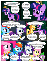 Size: 612x792 | Tagged: safe, artist:newbiespud, edit, edited screencap, screencap, applejack, fluttershy, pinkie pie, rainbow dash, rarity, spike, twilight sparkle, alicorn, dragon, earth pony, pegasus, pony, unicorn, comic:friendship is dragons, g4, princess twilight sparkle (episode), big crown thingy, comic, dialogue, element of magic, eyelashes, female, jewelry, male, mane seven, mane six, mare, regalia, screencap comic, twilight sparkle (alicorn)