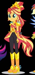 Size: 278x600 | Tagged: safe, artist:madisontuff, edit, sunset shimmer, human, equestria girls, g4, my little pony equestria girls: legend of everfree, black background, boots, cropped, crystal guardian, high heel boots, shoes, simple background, solo