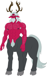 Size: 2356x3767 | Tagged: safe, artist:sparks220stars, idw, king vorak, centaur, taur, g4, abs, antlers, armpit hair, beard, chest hair, clothes, cloven hooves, colored hooves, facial hair, high res, male, male nipples, muscles, muscular male, nipples, nudity, partial nudity, pecs, pubic fluff, simple background, solo, topless, transparent background