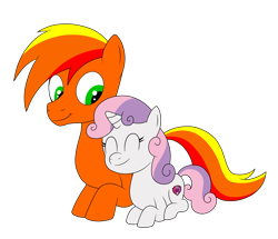 Size: 3504x3013 | Tagged: safe, artist:eagc7, sweetie belle, oc, oc:asteroid angus, pony, unicorn, g4, female, filly, foal, high res, magic, male, patreon, patreon reward, simple background, stallion, transparent background