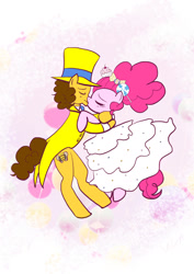 Size: 1280x1810 | Tagged: safe, artist:vigasartroom, cheese sandwich, pinkie pie, earth pony, pony, g4, 2019, female, kiss on the lips, kissing, male, mare, old art, ship:cheesepie, shipping, stallion, straight