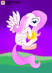 Size: 1474x2048 | Tagged: safe, artist:thread8, fluttershy, pegasus, flying, pink mane, solo, yellow coat