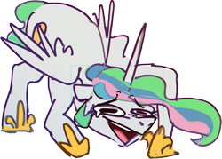 Size: 2054x1468 | Tagged: safe, artist:alumx, princess celestia, alicorn, pony, female, laughing, mare, open mouth, simple background, solo, transparent background, wheeze
