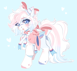 Size: 4000x3700 | Tagged: safe, artist:bizarre_pony, oc, pony, sylveon, blushing, commission, pokémon, solo