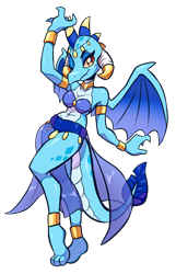 Size: 1348x2095 | Tagged: safe, artist:jamoart, edit, princess ember, dragon, anthro, plantigrade anthro, g4, anklet, armlet, belly button, belly dancer, belly dancer outfit, bracelet, breasts, busty princess ember, clothes, dragoness, eyelashes, female, horn, horn jewelry, jewelry, lizard breasts, looking at you, midriff, one eye closed, simple background, solo, transparent background, wings, wink