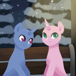 Size: 640x640 | Tagged: safe, artist:rumista, oc, pony, animated, clothes, commission, duo, kissing, scarf, snow, snowfall, winter, your character here