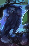 Size: 2335x3607 | Tagged: safe, artist:beardie, princess luna, alicorn, pony, cute, ethereal mane, galaxy mane, overhead view, solo, space, swimming, water
