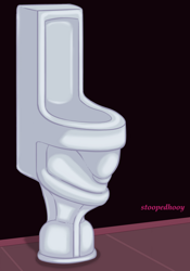 Size: 770x1100 | Tagged: safe, artist:stoopedhooy, part of a set, pony, unicorn, barely pony related, encasement, implied king sombra, implied princess cadance, living toilet, no pony, stuck, toilet, tongue out, urinal