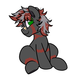 Size: 1300x1300 | Tagged: safe, artist:paperbagpony, oc, oc only, 2023 community collab, derpibooru community collaboration, scar, simple background, sitting, transparent background