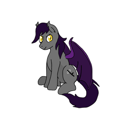 Size: 2100x2100 | Tagged: safe, artist:lostbrony, oc, oc only, oc:specter, bat pony, 2023 community collab, derpibooru community collaboration, bat wings, fangs, high res, male, simple background, sitting, solo, stallion, transparent background, wings