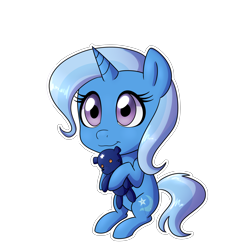 Size: 3000x3000 | Tagged: safe, artist:nyctophelia, trixie, bear, pony, unicorn, ursa, ursa minor, g4, commission, cute, female, high res, plushie, simple background, solo, teddy bear, transparent background, ych result