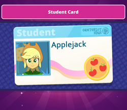 Size: 1124x976 | Tagged: safe, artist:altynp, part of a set, applejack, human, equestria girls, g4, bust, female, id card, portrait, smiling, solo