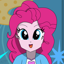 Size: 3840x3840 | Tagged: safe, artist:altynp, part of a set, pinkie pie, human, equestria girls, g4, bust, cute, cute face, eyebrows, eyebrows visible through hair, female, happy, high res, looking at you, open mouth, open smile, photo, portrait, smiling, smiling at you, solo