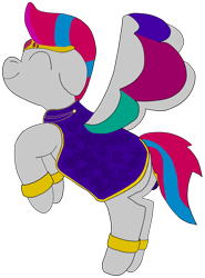 Size: 2508x3395 | Tagged: safe, artist:acid flask, derpibooru exclusive, zipp storm, pegasus, pony, g5, my little pony: a new generation, clothes, crown, digital art, ears back, eyes closed, female, floppy ears, flying, happy, high res, jewelry, mare, png, regalia, simple background, smiling, solo, spread wings, transparent background, wings