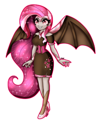 Size: 2986x3665 | Tagged: safe, artist:dazzlingmimi, fluttershy, bat pony, equestria girls, g4, bat ponified, corrupted, female, flutterbat, high res, nightmarified, race swap, simple background, solo, transparent background