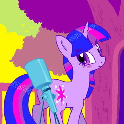 Size: 1024x1024 | Tagged: safe, artist:funkelpone, twilight sparkle, pony, unicorn, g4, female, solo, telescope, unicorn twilight