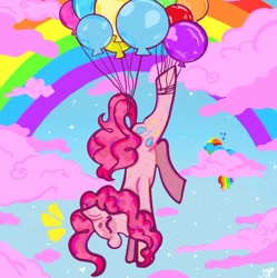 Size: 690x692 | Tagged: safe, artist:scaredkoi, pinkie pie, rainbow dash, earth pony, pegasus, pony, g4, balloon, duo, rainbow