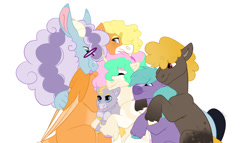 Size: 1280x732 | Tagged: safe, artist:itstechtock, oc, oc only, oc:sketch a. doodle, oc:tech tock, draconequus, earth pony, pegasus, pony, unicorn, baby, baby pony, female, glasses, male, mare, simple background, stallion, white background
