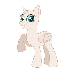 Size: 1000x1000 | Tagged: safe, artist:missmccloud, alicorn, pony, g4, base, eyelashes, female, folded wings, free to use, grin, looking at you, mare, raised hoof, simple background, smiling, smiling at you, solo, transparent background, wings