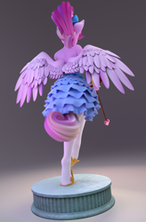 Size: 2500x3800 | Tagged: safe, alternate angle, alternate version, artist:chyvak, princess cadance, alicorn, anthro, unguligrade anthro, g4, 3d, blender, blender cycles, bow (weapon), clothes, dress, female, high res, solo