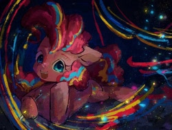 Size: 1080x810 | Tagged: safe, artist:lendftcn, pinkie pie, earth pony, pony, g4, female, looking at you, mare, open mouth, open smile, rainbow power, smiling, smiling at you, solo