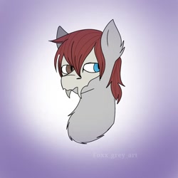 Size: 1280x1280 | Tagged: safe, artist:foxx_grey_art, oc, oc:aspen, earth pony, pony, bust, heterochromia, male, purple background, simple background, skull, solo