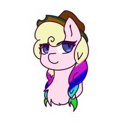 Size: 1200x1200 | Tagged: safe, artist:foxx_grey_art, oc, oc:zap apple, earth pony, pony, braid, bust, cowboy hat, hat, simple background, stetson, white background