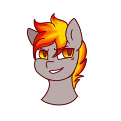 Size: 1280x1280 | Tagged: safe, artist:foxx_grey_art, oc, oc:paranoia, pegasus, pony, bust, red eyes, simple background, smiling, smirk, white background