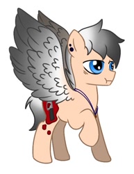 Size: 487x630 | Tagged: safe, artist:foxx_grey_art, oc, oc only, oc:colin grey, pegasus, pony, blue eyes, pegasus oc, simple background, solo, spread wings, standing, white background, wings