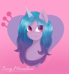 Size: 929x1000 | Tagged: safe, artist:foxx_grey_art, izzy moonbow, pony, unicorn, g5, bust, female, mare, simple background, solo