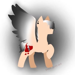 Size: 1280x1280 | Tagged: safe, artist:foxx_grey_art, oc, oc only, oc:colin grey, pegasus, pony, minimalist, no eyes, pegasus oc, raised hoof, simple background, solo, spread wings, white background, wings