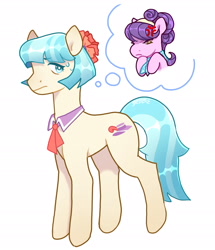 Size: 2250x2621 | Tagged: safe, artist:bebblecraft, coco pommel, suri polomare, earth pony, pony, g4, cross-popping veins, emanata, female, high res, mare, simple background, thought bubble, white background, worried