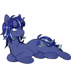 Size: 2250x2261 | Tagged: safe, artist:bebblecraft, oc, oc:nightshade, pony, unicorn, ears, ears up, female, high res, horn, lying down, mare, prone, simple background, solo, white background