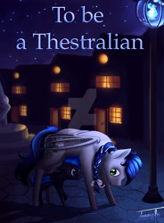 Size: 1024x1395 | Tagged: safe, artist:toonebs, oc, oc only, bat pony, pony, fanfic:to be a thestralian, bat pony oc, deviantart watermark, fanfic, fanfic art, fanfic cover, obtrusive watermark, watermark