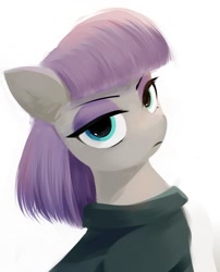 Size: 1103x1362 | Tagged: safe, artist:some_ponu, maud pie, earth pony, pony, g4, lidded eyes, looking at you, looking back, looking back at you, solo