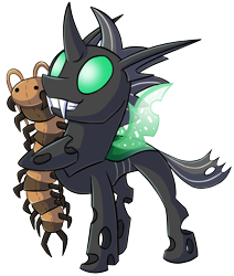 Size: 1565x1842 | Tagged: safe, artist:racingwolf, oc, oc only, oc:scy, centipede, changeling, 2023 community collab, derpibooru community collaboration, green changeling, plushie, simple background, solo, transparent background