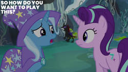 Size: 4400x2475 | Tagged: safe, edit, edited screencap, editor:quoterific, screencap, pharynx, starlight glimmer, trixie, g4, to change a changeling