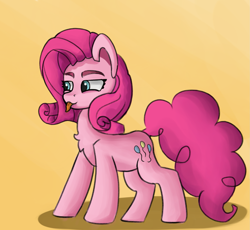 Size: 2205x2028 | Tagged: safe, artist:stargrid, pinkie pie, g4, alternate hairstyle, full body, high res, rarity hair, simple background, tongue out