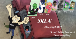 Size: 2833x1475 | Tagged: safe, big macintosh, doctor whooves, gummy, shining armor, spike, time turner, oc, oc:>rape, human, g4, /mlp/, 2019, 4chan, 4chan cup, anonymous, chad, competition, dan vs, quote