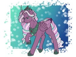 Size: 512x384 | Tagged: safe, artist:binibean, opaline arcana, alicorn, pony, g5, spoiler:g5, spoiler:my little pony: make your mark, curved horn, female, horn, solo