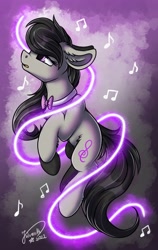 Size: 2286x3615 | Tagged: safe, artist:julunis14, octavia melody, earth pony, pony, g4, ear fluff, female, gradient background, high res, mare, music notes, open mouth, signature, solo