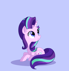 Size: 1152x1181 | Tagged: safe, artist:andromedasparkz, starlight glimmer, pony, unicorn, g4, blue background, blue eyes, female, looking at something, shadow, simple background, solo