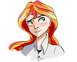 Size: 1350x1080 | Tagged: safe, artist:notaletolivefor, sunset shimmer, human, equestria girls, g4, bust, female, simple background, solo, white background