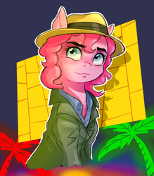 Size: 980x1120 | Tagged: safe, artist:notaletolivefor, earth pony, pony, clothes, crossover, female, hat, inherent vice, solo